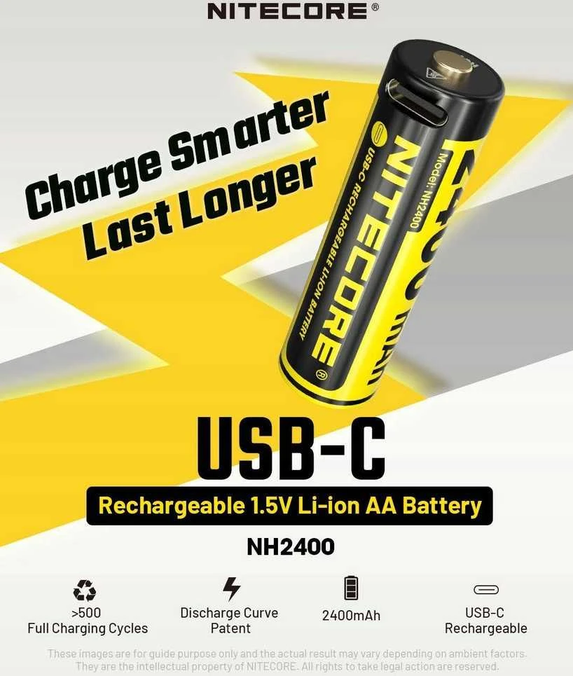 BATTERY RECH. LI-ION AA 1.5V/4PACK NH2400 NITECORE