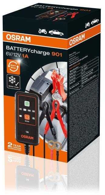„BATTERYcharge 901“ įkroviklis, įkrovimo įtampa: 6/12 V OSRAM, įkrovimo srovė: 1 A
