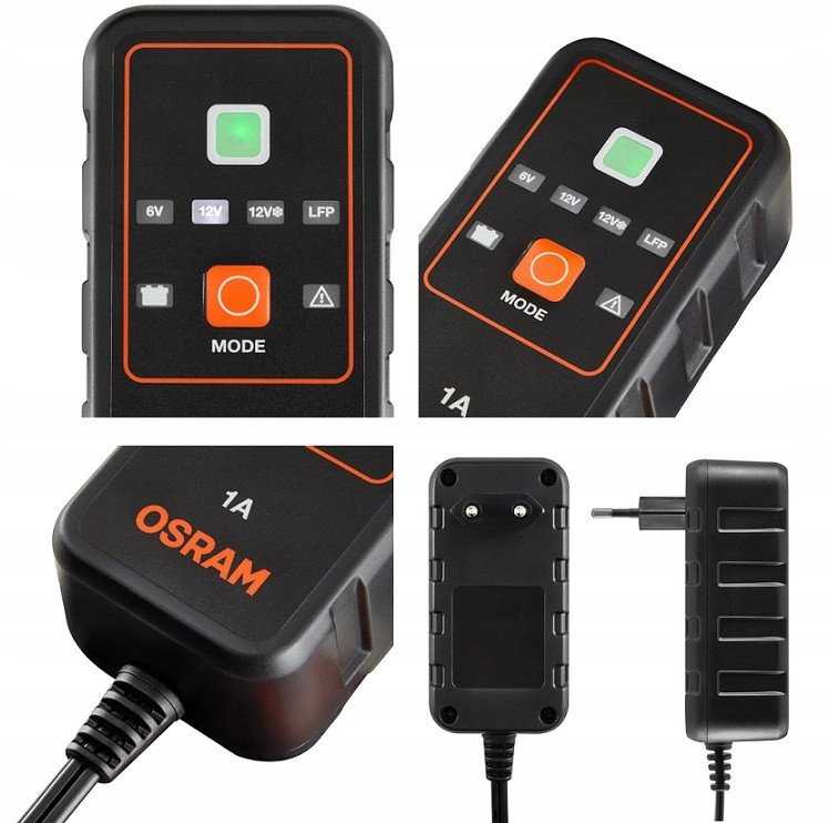 „BATTERYcharge 901“ įkroviklis, įkrovimo įtampa: 6/12 V OSRAM, įkrovimo srovė: 1 A