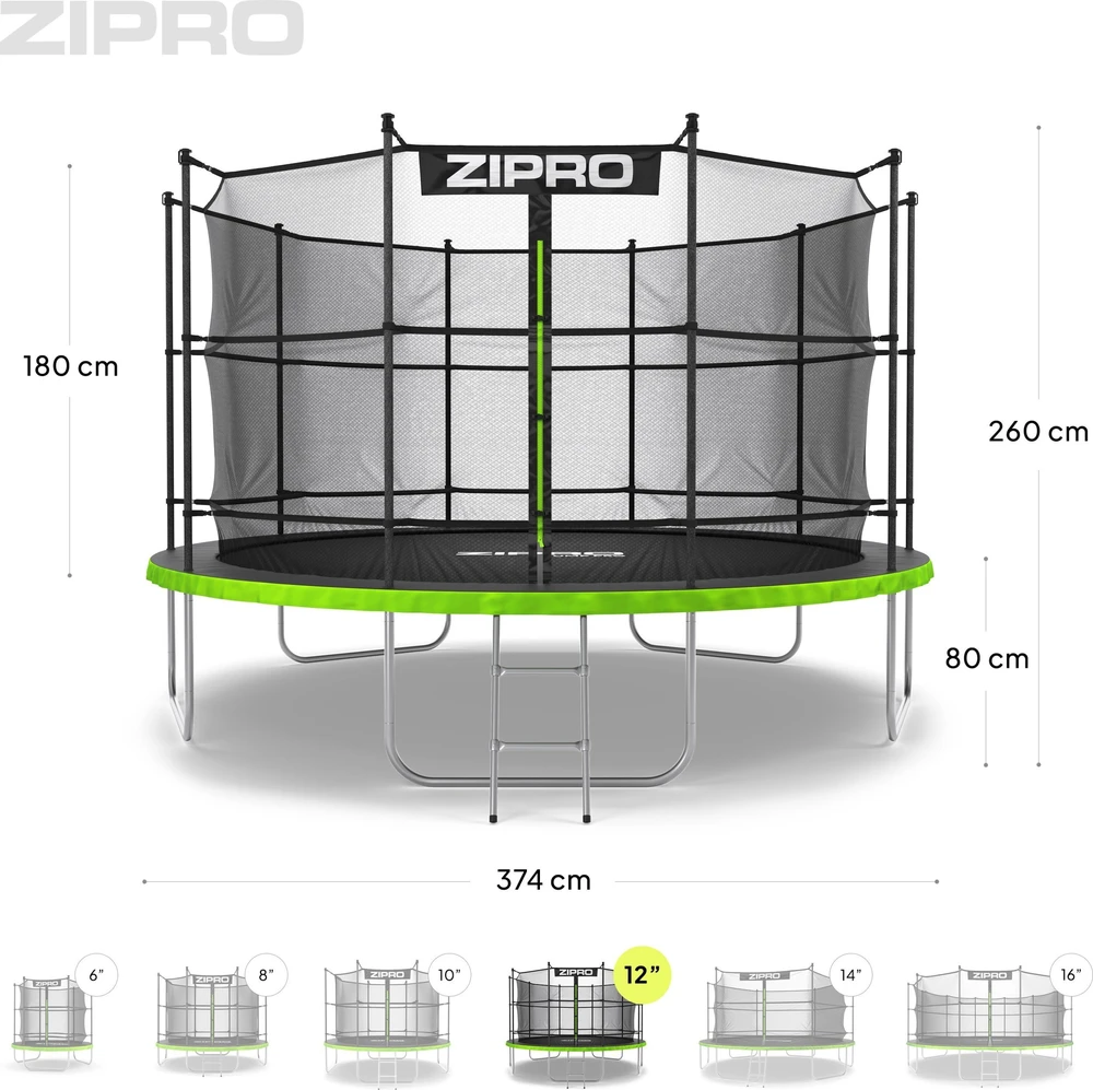 Zipro JumpPro IN Batutas su vidiniu tinklu, 374cm