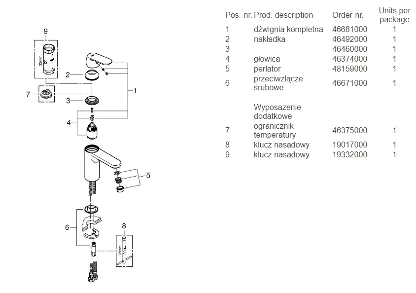 Grohe Praustuvo maišytuvas EUROSMART Cosmo M-Size be d.v., chromas