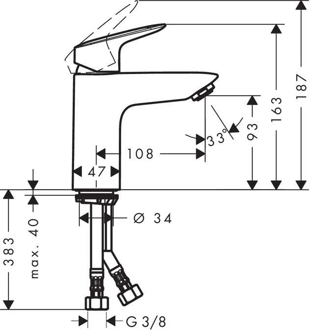 Hansgrohe izlietnes maisītājs Logis 100, ar push-open, hroms