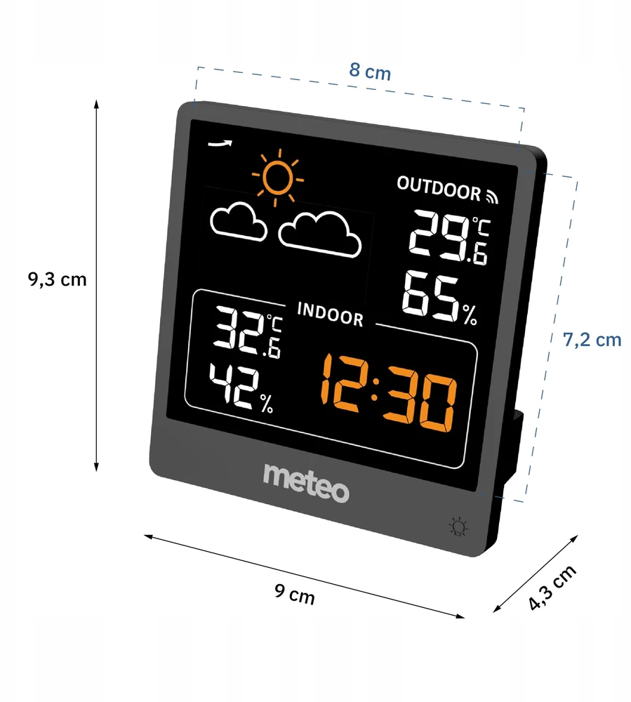 Orų stotelė Meteo Bazinė stotelė POGODOWA METEO SP200 Z POGODYNKA EKRANAS LCD CZUJNIK Belaidis