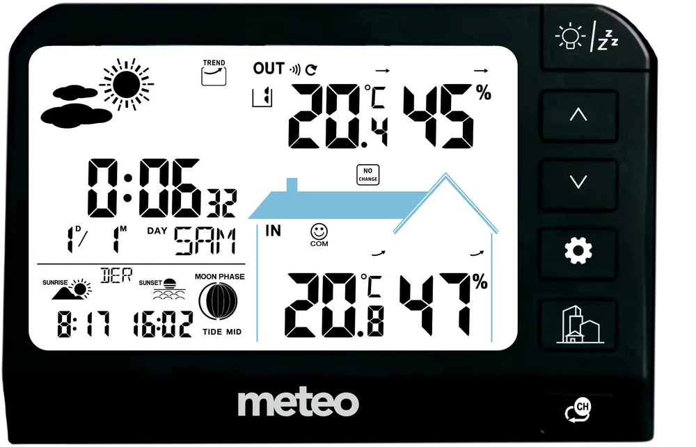 Meteo Bazinė stotelė POGODOWA METEO SP204 POGODYNKA HIGROMETR CZUJNIK IŠORINIS DCF