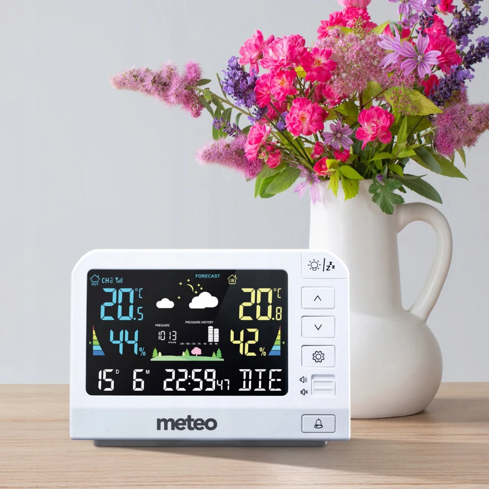 Meteo Bazinė stotelė POGODOWA METEO SP205 POGODYNKA HIGROMETR CZUJNIK IŠORINIS DCF