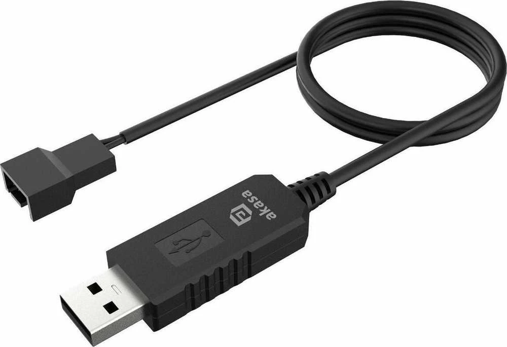 Akasa 5V zu 12V DC Step-Up Voltage Konverter Kabelis – USB zu 3-Pin & 4-Pin, 60cm