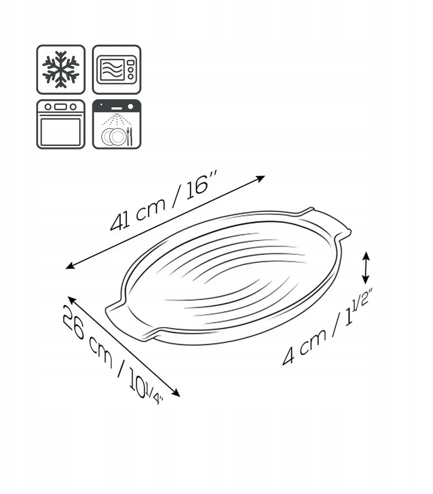 BBQ Žuvies kepimo lėkštė, 38 cm, ovali, prie stalo tvirtinama grotelių (PG-63078)