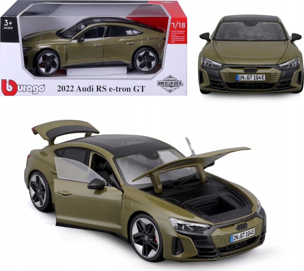 Bburago 2022 Audi RS E-Tron GT Žalias 1:18 BBURAGO