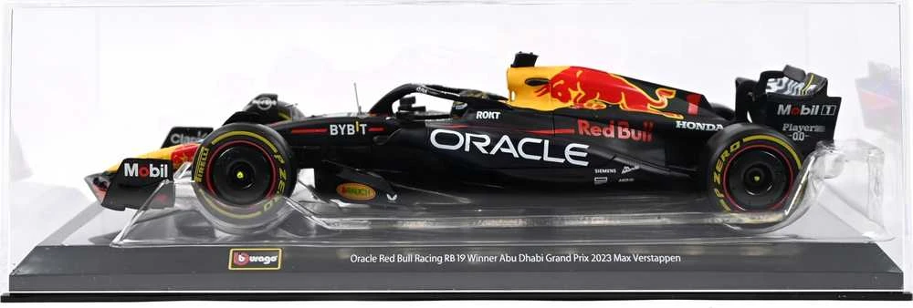BBURAGO 1:24 automodelis su ekspozicine dėžute Raudona Bull RB19, 18-28030 (Ekspozicinė prekė) (Ekspozicinė prekė)