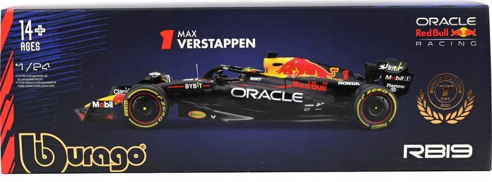 BBURAGO 1:24 automodelis su ekspozicine dėžute Raudona Bull RB19, 18-28030 (Ekspozicinė prekė) (Ekspozicinė prekė)