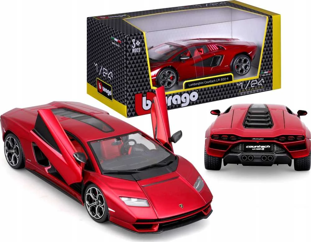 Bburago BBU 1:24 Lamborghini CountachLPI 800-4 Raudona 21102RD