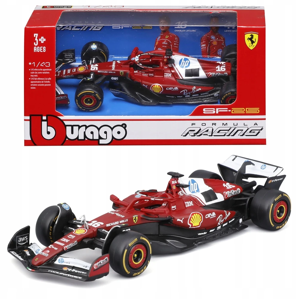 BBURAGO automodelis Scuderia Ferrari SF25 (2025) #44 Hamilton ir #16 Leclerc, 18-36853