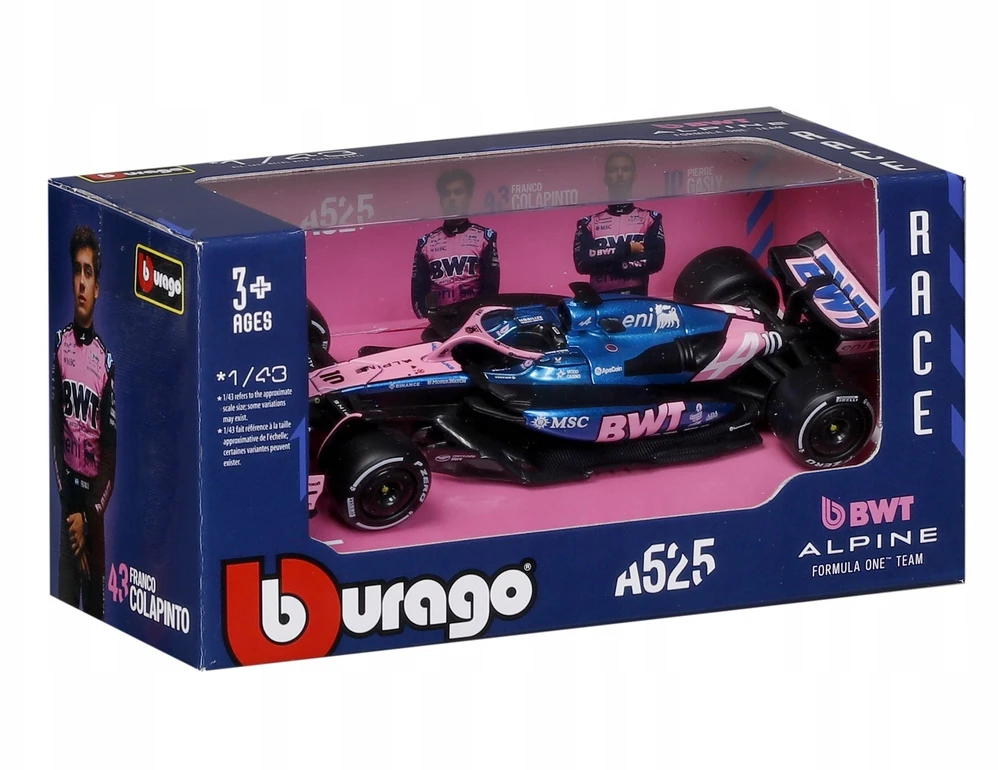 BBURAGO automodelis BWT Alpine A525 (2025) #10 Gasly ir #43 Colapinto, 18-38257