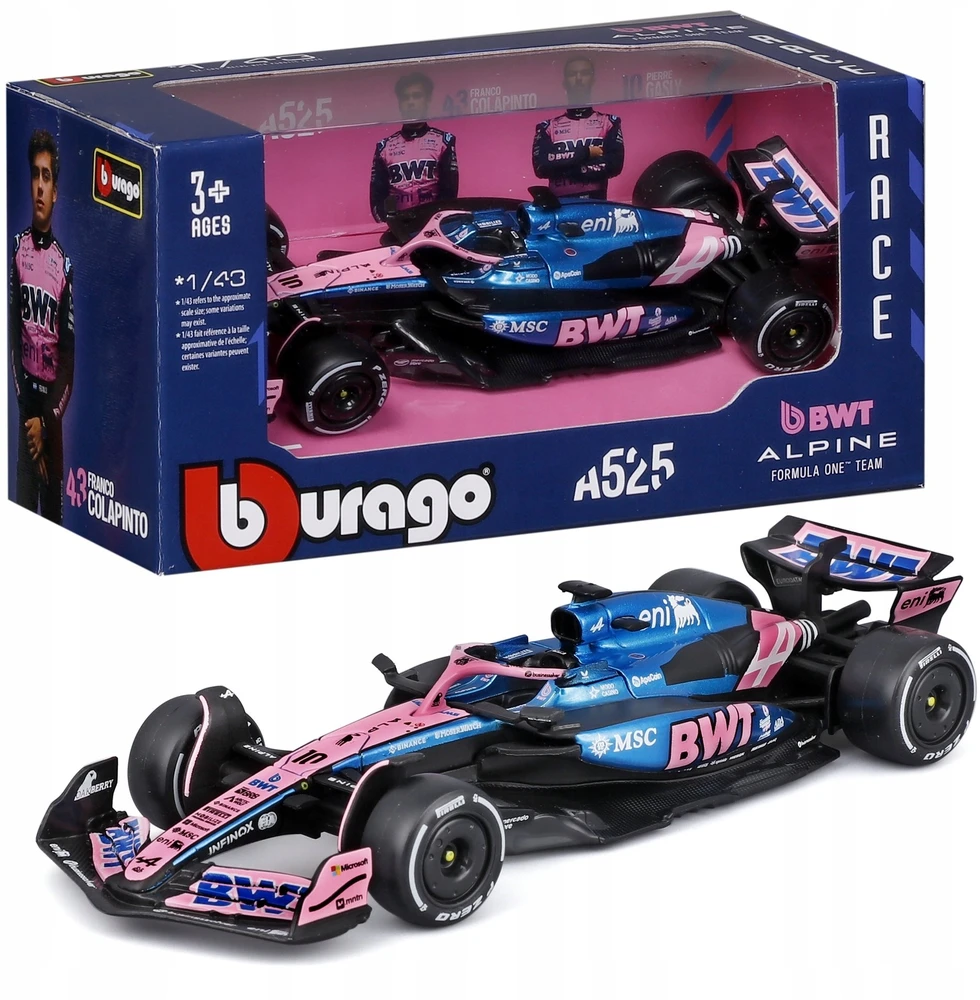 BBURAGO automodelis BWT Alpine A525 (2025) #10 Gasly ir #43 Colapinto, 18-38257