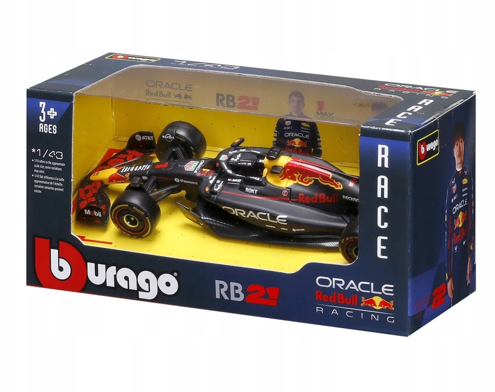 BBURAGO automodelis Raudona Bull Oracle Racing RB21 (2025) #1 Verstappen ir #22 Tsunoda, 18-38233