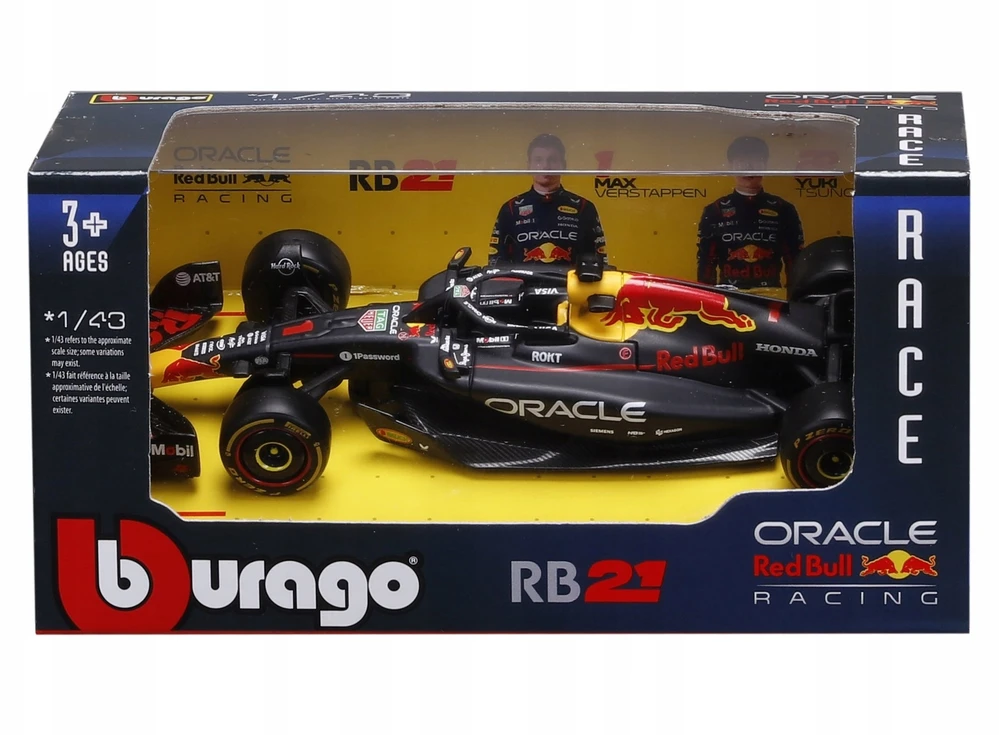 BBURAGO automodelis Raudona Bull Oracle Racing RB21 (2025) #1 Verstappen ir #22 Tsunoda, 18-38233