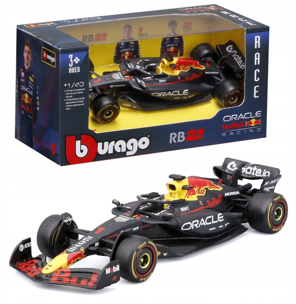 BBURAGO automodelis Raudona Bull Oracle Racing RB21 (2025) #1 Verstappen ir #22 Tsunoda, 18-38233