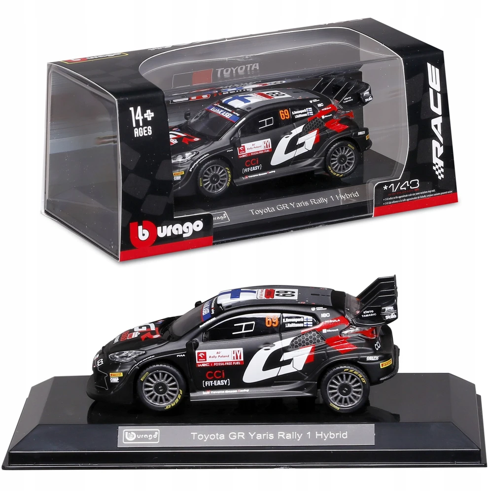 Bburago BBU 1:43 Race 2024 Toyota GR Yaris Rally Hub.38324