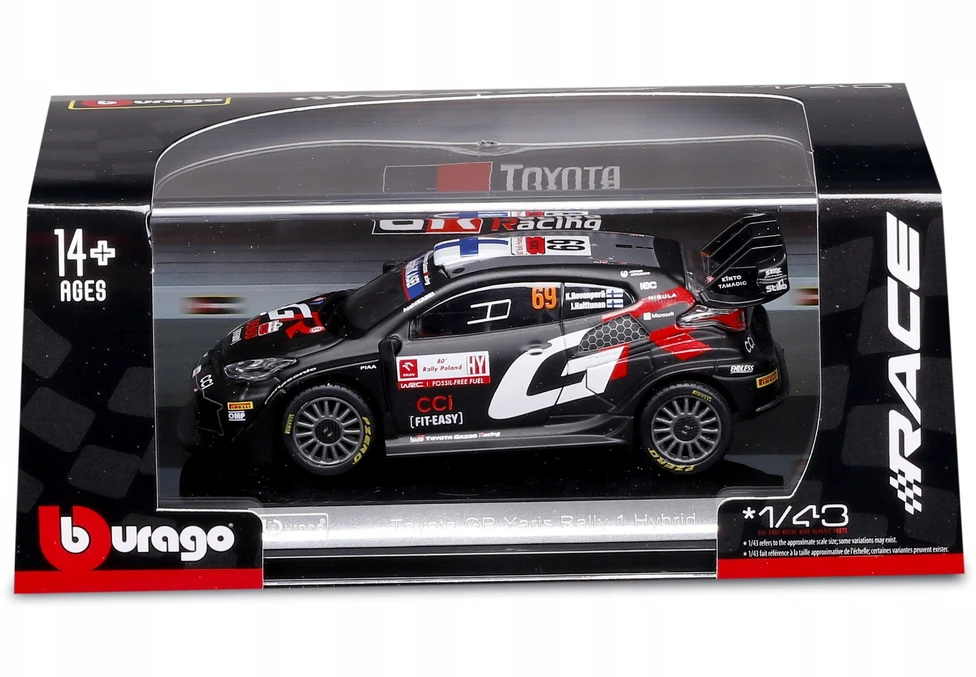 Bburago BBU 1:43 Race 2024 Toyota GR Yaris Rally Hub.38324