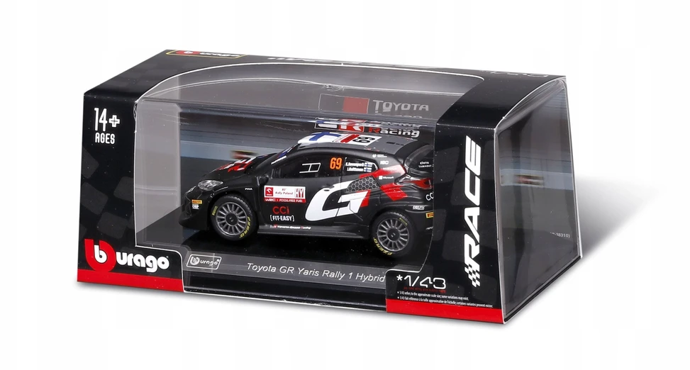 Bburago BBU 1:43 Race 2024 Toyota GR Yaris Rally Hub.38324