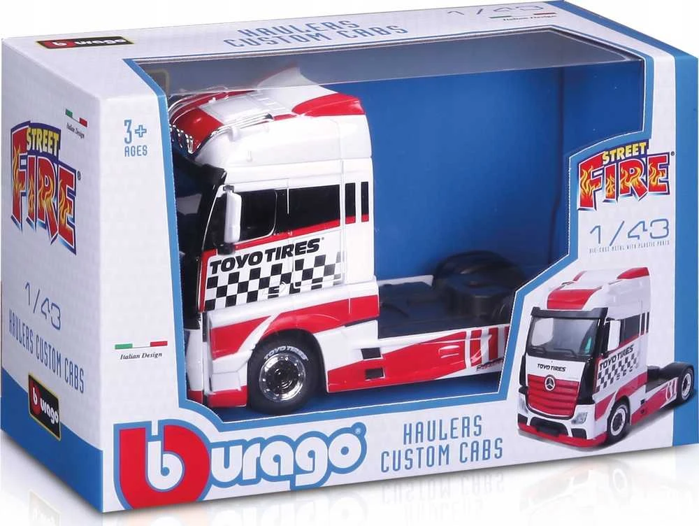 Bburago BBU 1:43 Street Fire HaulersCustom baltas/red 32201
