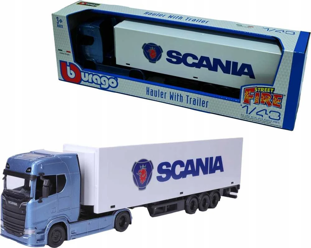 Bburago BBU 1:43 StreetFire Haulers Priekaba Scania 31468S