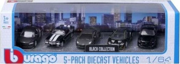 Bburago BBU 1:64 5-pak Juodas Collection 59150BK