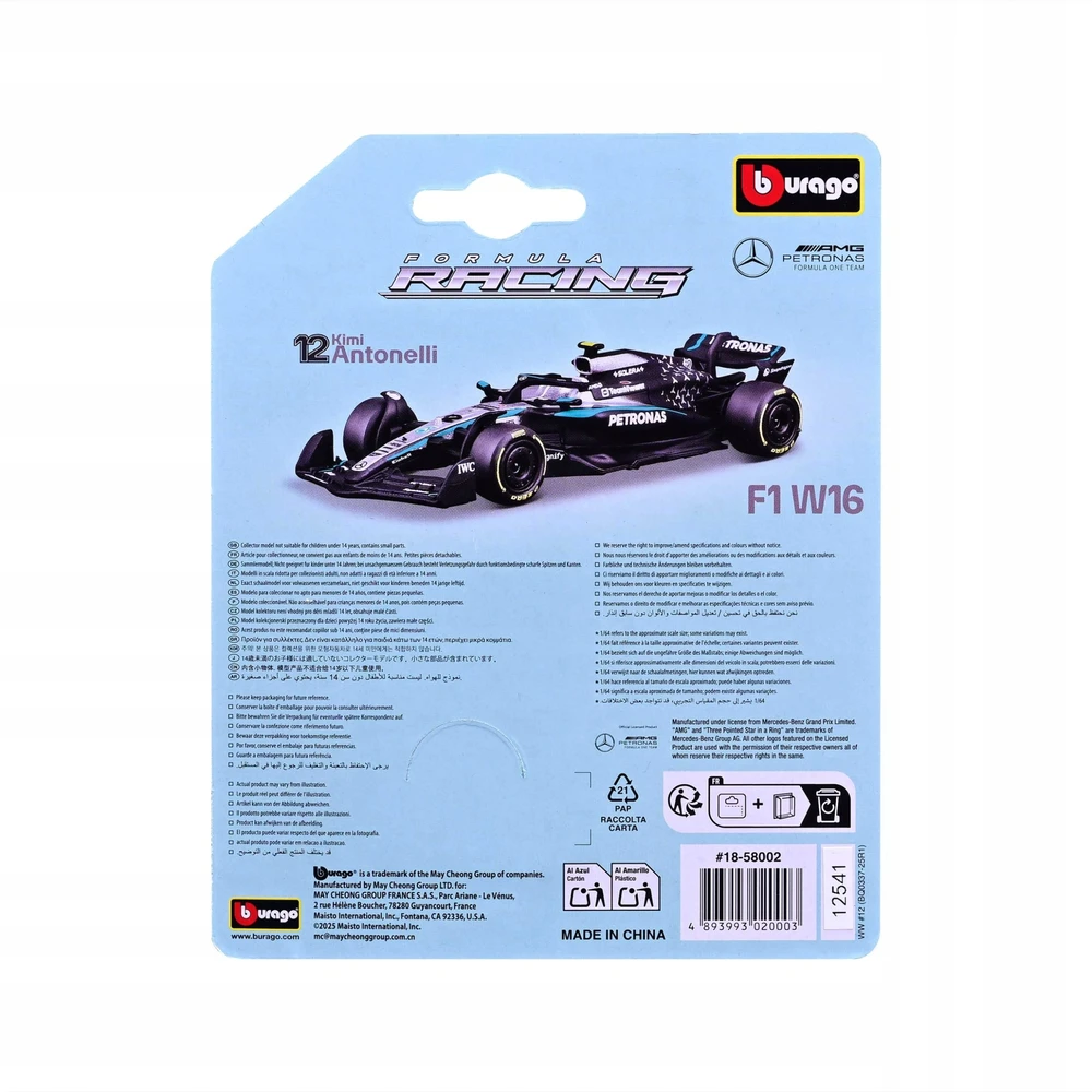 Bburago BBU 1:64 Formula Mercedes AMG K.Antonelli 58002_12