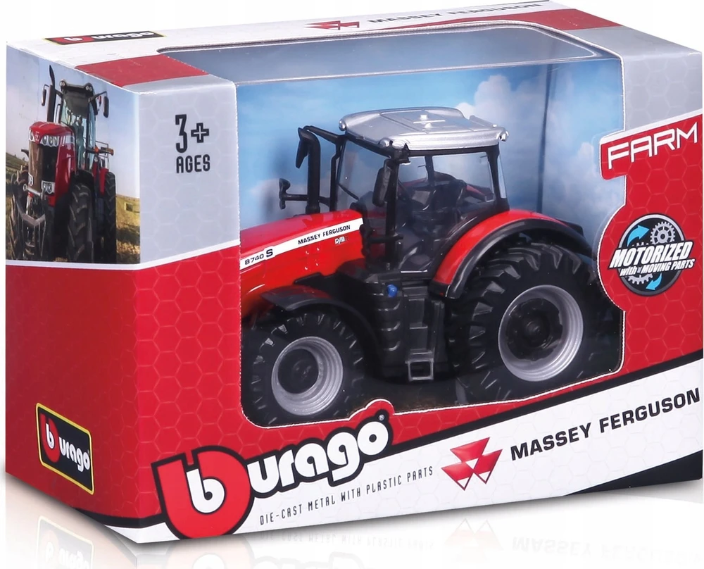Bburago BBU Traktor MasseyFerguson 8740S raudonas 10cm 31613