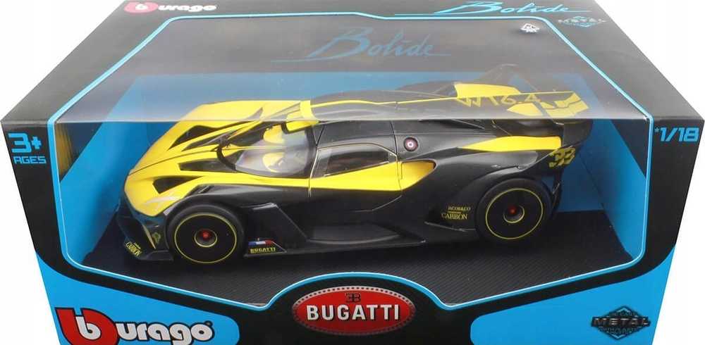 Bburago Bburago Bugatti Bolide, modelis vehicle (yellow/juodas)