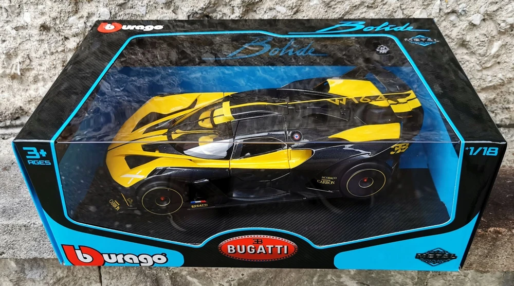 Bburago Bburago Bugatti Bolide, modelis automobilis (geltona/juoda)
