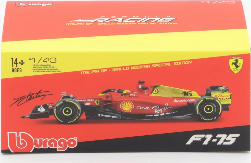 Bburago Ferrari Racing F1-75 Italijos GP 2022 #16 BBURAGO