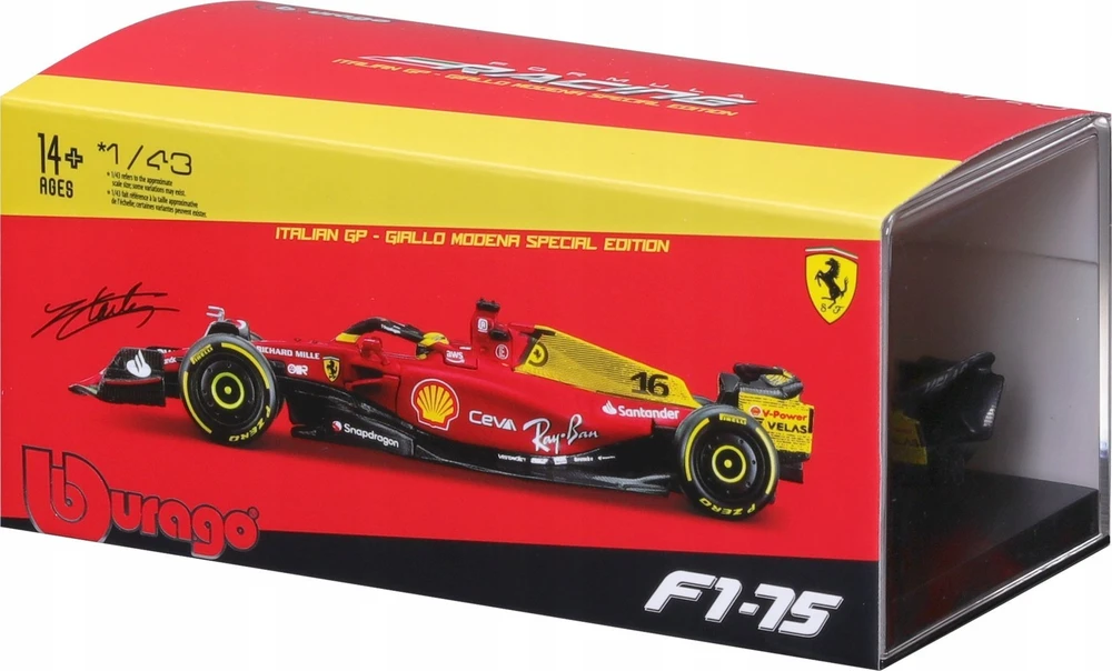 Bburago Ferrari Racing F1-75 Italijos GP 2022 #16 BBURAGO
