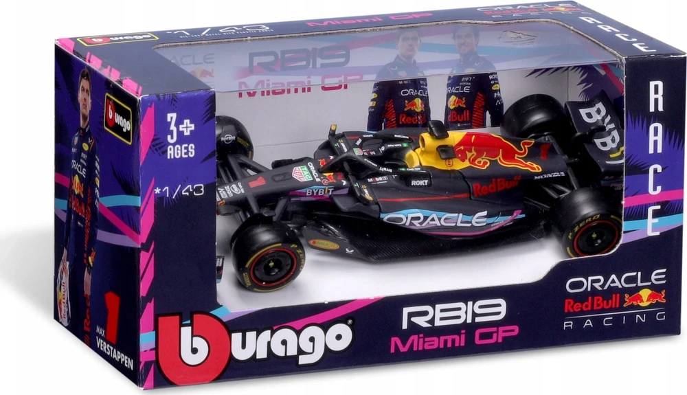 Bburago Race Oracle Raudona Bull Racing RB19 Miami #1 BBURAGO