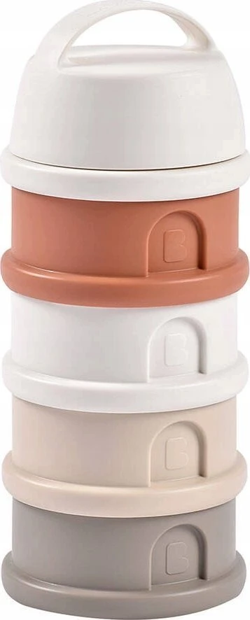 BEABA 4 SKYRIŲ PIENO MILTELIŲ DOZATORIUS IR UŽKANDŽIŲ DĖŽUTĖ, TERRACOTTA