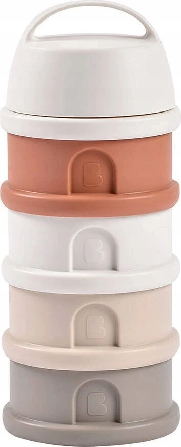 BEABA 4 SKYRIŲ PIENO MILTELIŲ DOZATORIUS IR UŽKANDŽIŲ DĖŽUTĖ, TERRACOTTA