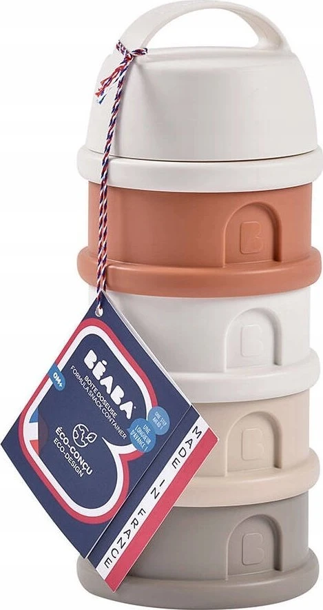 BEABA 4 SKYRIŲ PIENO MILTELIŲ DOZATORIUS IR UŽKANDŽIŲ DĖŽUTĖ, TERRACOTTA
