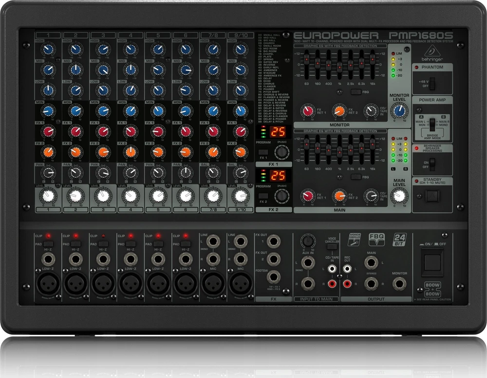 Behringer PMP1680S garsų maišiklis 10 kanalai 10 – 200000 Hz Juoda