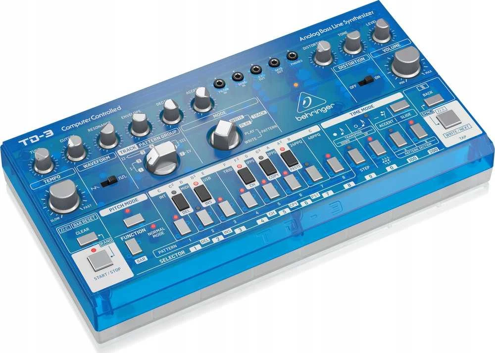 Behringer TD-3-BB bosinės linijos sintezatorius mėlyna permatoma
