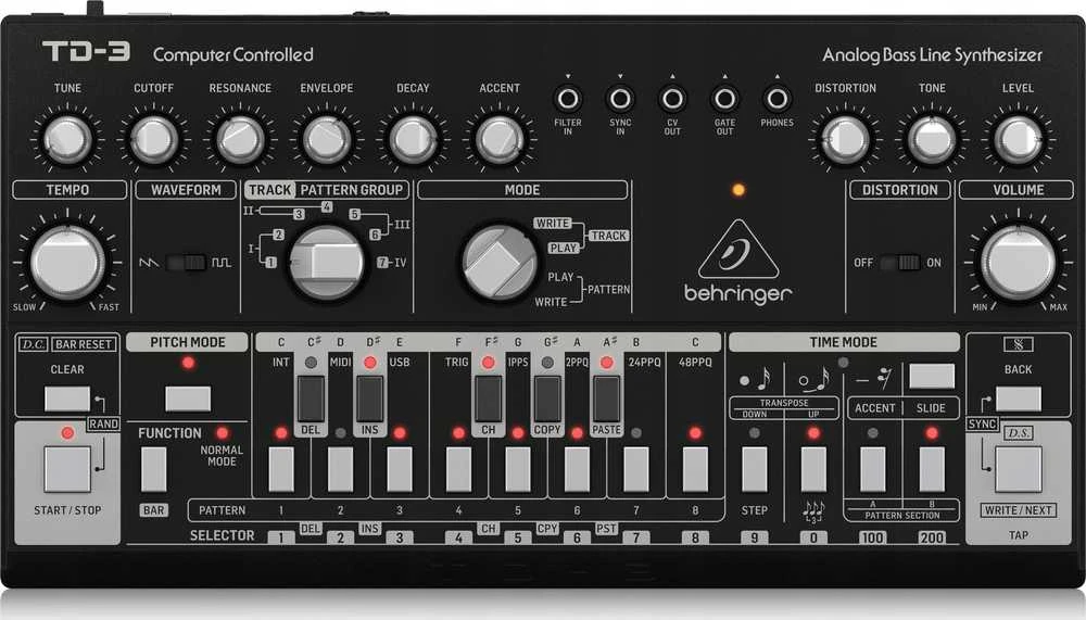 Behringer TD-3-SB Analog synthesizer Juodas