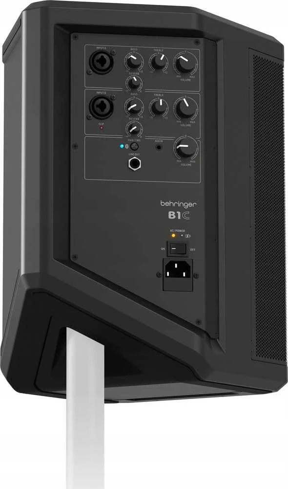 Kompiuterio kolonėlės Behringer B1C – nešiojamas 200 W universalus garsiakalbis su akumuliatoriaus energija, Bluetooth ryšiu ir aidėjimo efektu