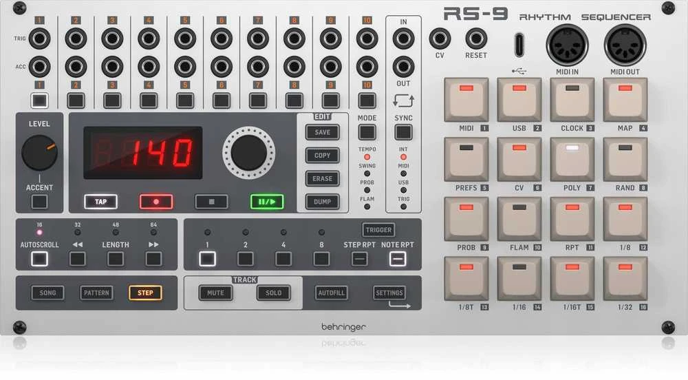 Behringer RS-9 drum machine in eurorack housing