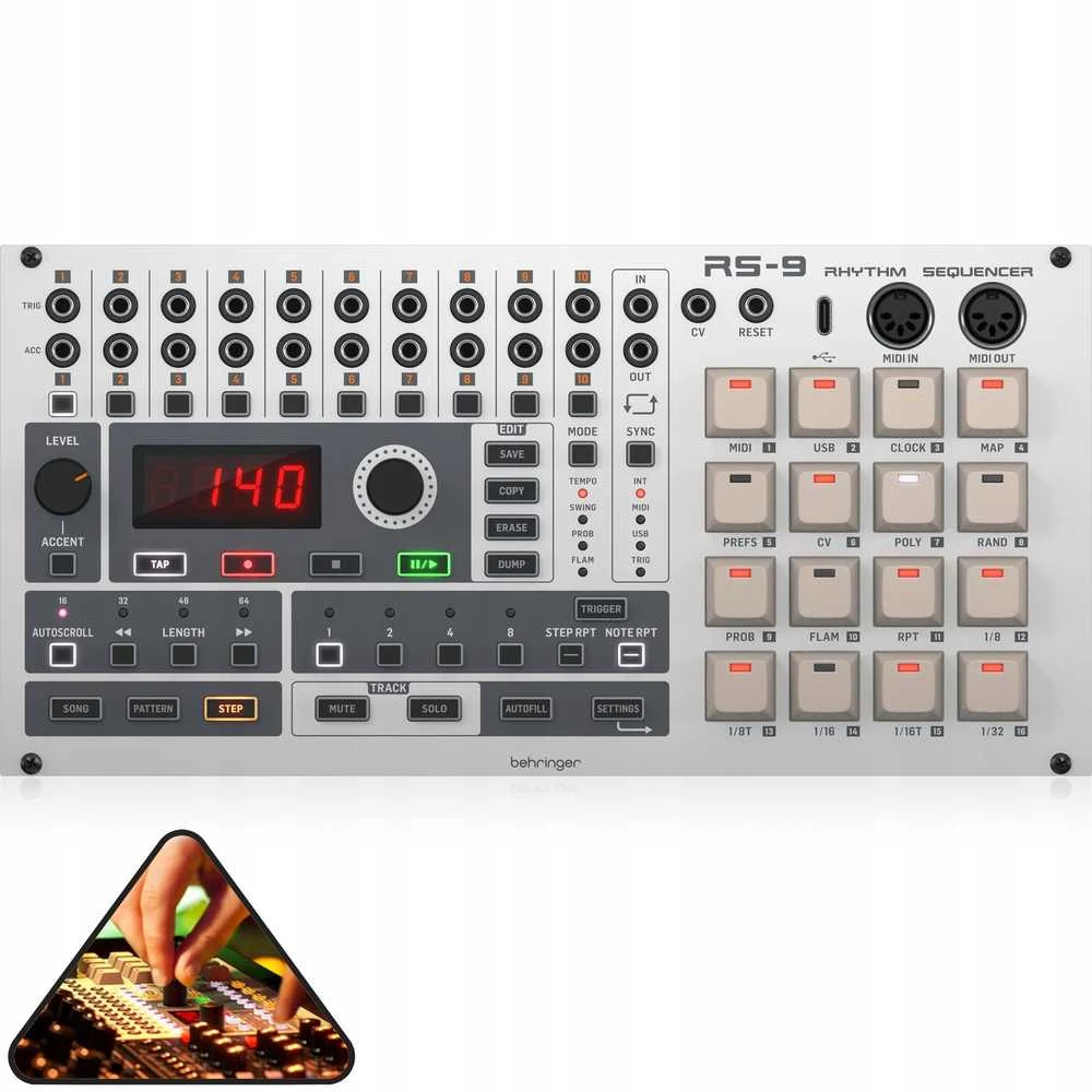 Behringer RS-9 drum machine in eurorack housing