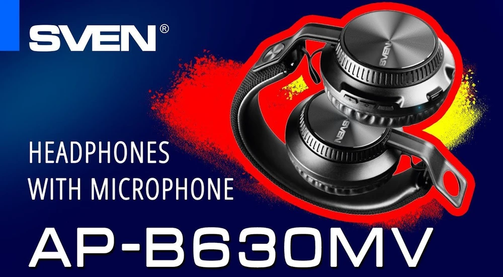 Belaidės stereo ausinės su mikrofonu SVEN AP-B630MV, juodas; AP-B630MV