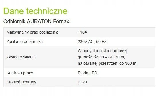 AURATON Fornax (AURATON RT imtuvas) šildymo arba oro kondicionavimo įrenginių valdiklis (belaidis imtuvas)