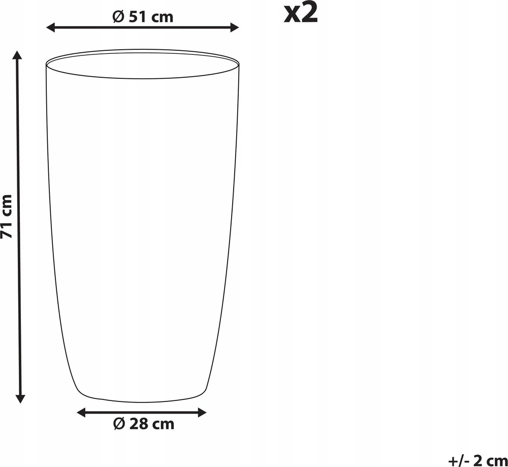 Beliani 2 vazonų rinkinys CAMIA 51 cm pilkas