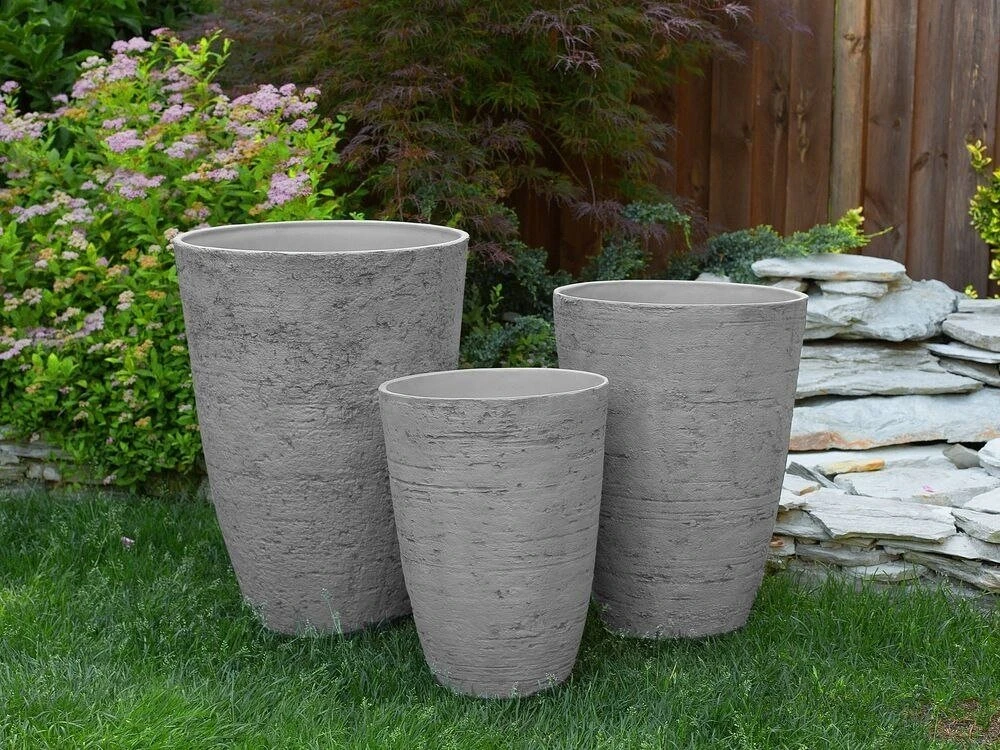 Beliani 2 vazonų rinkinys CAMIA 51 cm pilkas
