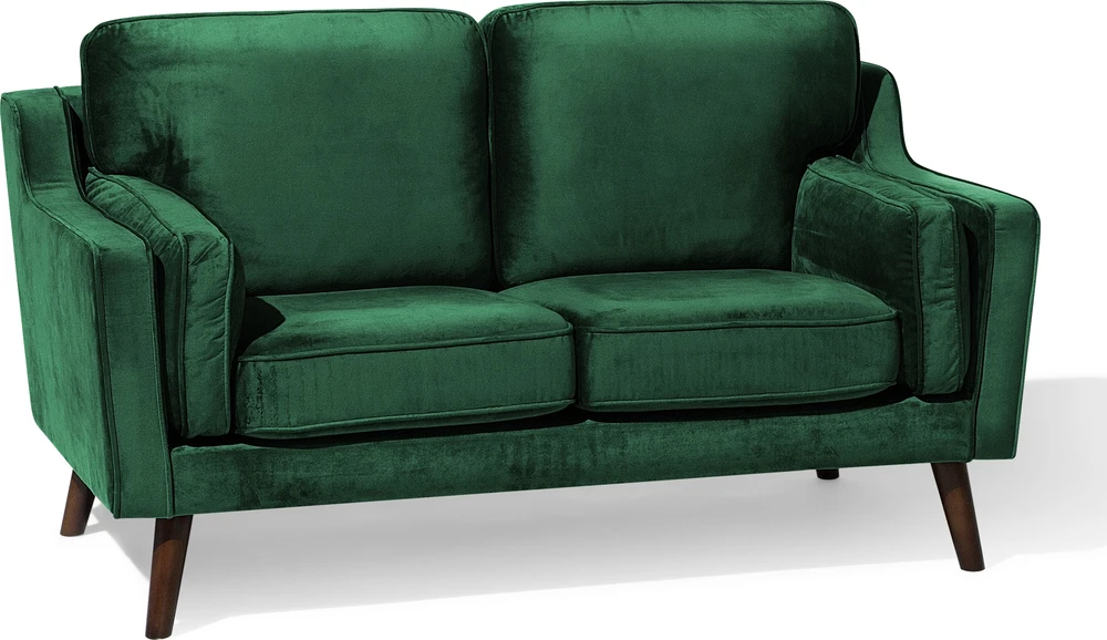 Beliani Dvivietė sofa LOKKA, veliūras, smaragdo spalva