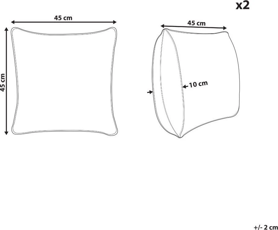 Beliani 2 sodo pagalvėlių rinkinys TERMINI su lapų raštu 45 x 45 cm žalias