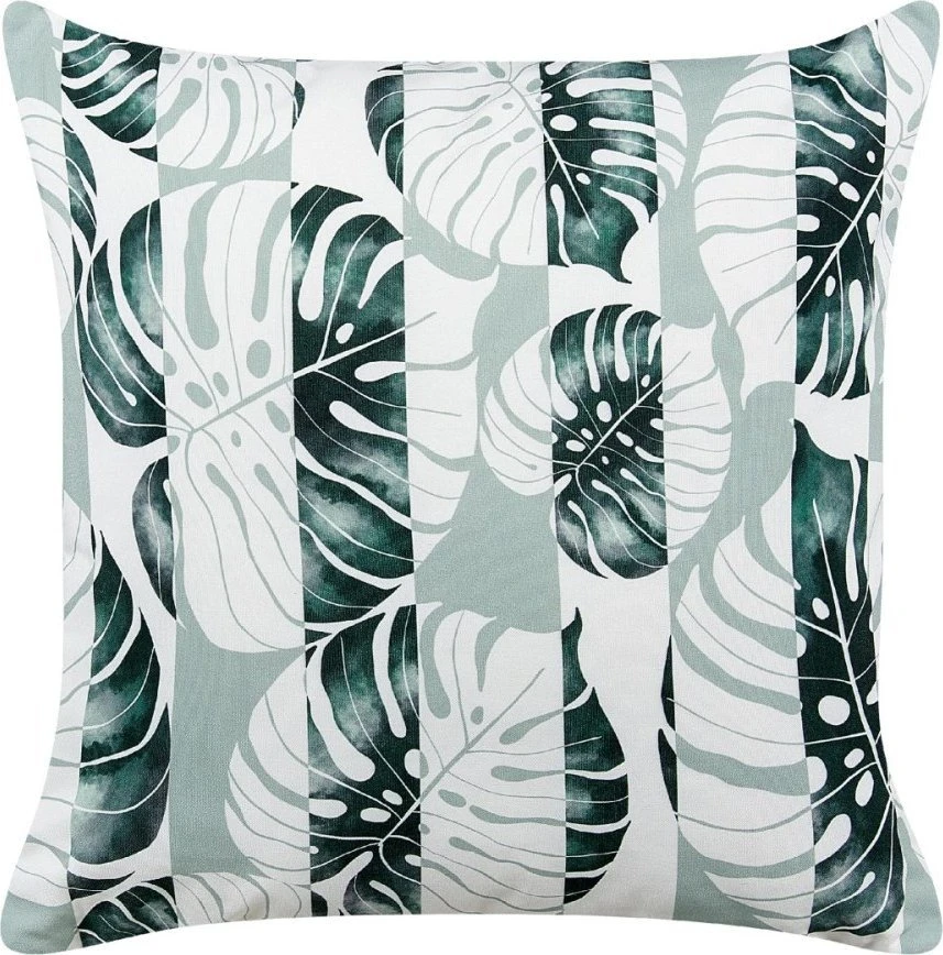Beliani 2 sodo pagalvėlių rinkinys TERMINI su lapų raštu 45 x 45 cm žalias